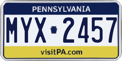PA license plate MYX2457