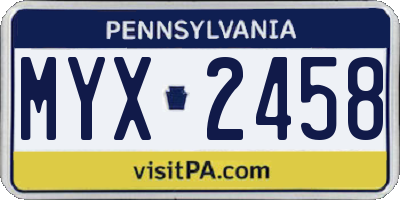 PA license plate MYX2458