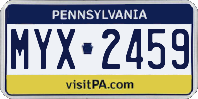 PA license plate MYX2459