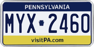 PA license plate MYX2460