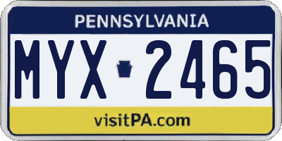 PA license plate MYX2465