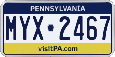 PA license plate MYX2467