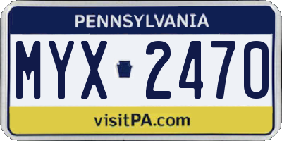 PA license plate MYX2470
