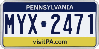 PA license plate MYX2471