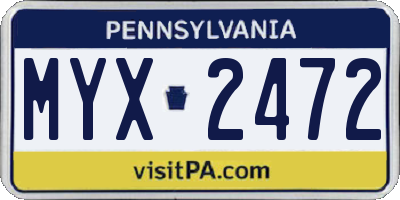 PA license plate MYX2472