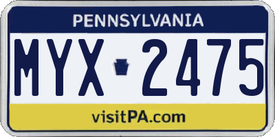 PA license plate MYX2475