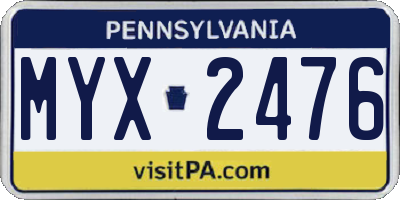 PA license plate MYX2476