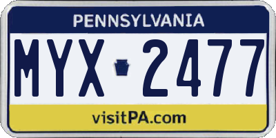 PA license plate MYX2477