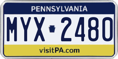 PA license plate MYX2480