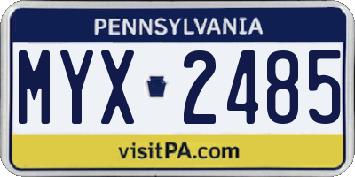 PA license plate MYX2485