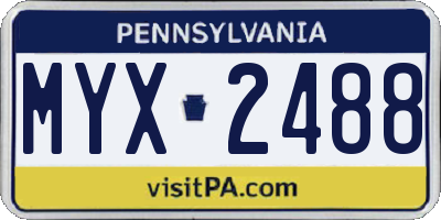 PA license plate MYX2488