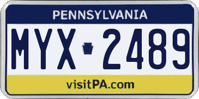 PA license plate MYX2489