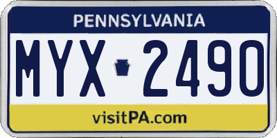 PA license plate MYX2490