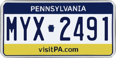 PA license plate MYX2491