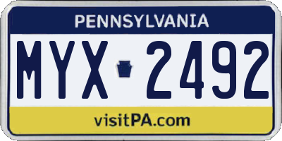 PA license plate MYX2492
