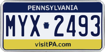 PA license plate MYX2493