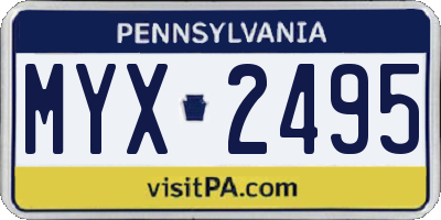 PA license plate MYX2495