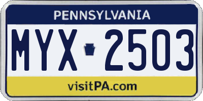 PA license plate MYX2503