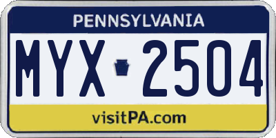 PA license plate MYX2504