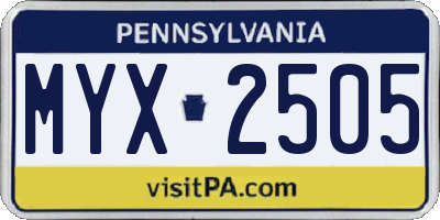 PA license plate MYX2505