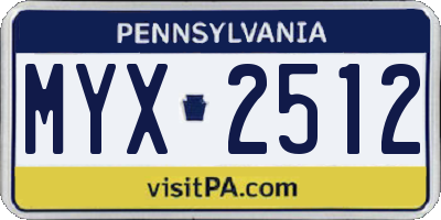 PA license plate MYX2512