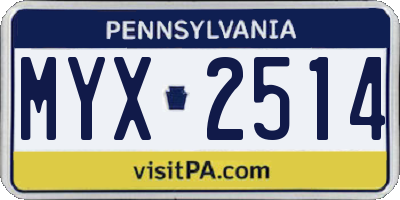 PA license plate MYX2514