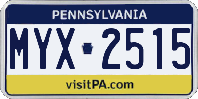 PA license plate MYX2515