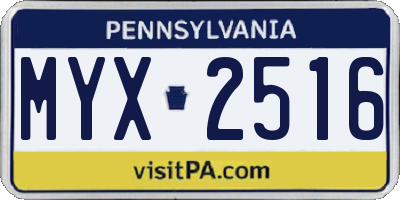 PA license plate MYX2516