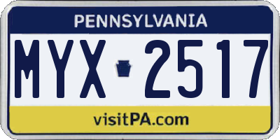 PA license plate MYX2517