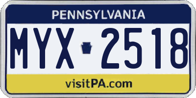 PA license plate MYX2518