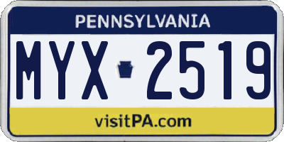 PA license plate MYX2519