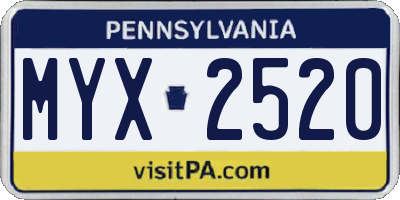 PA license plate MYX2520