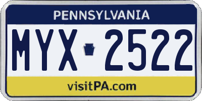 PA license plate MYX2522