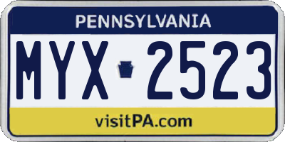 PA license plate MYX2523