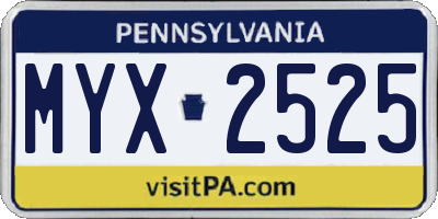 PA license plate MYX2525