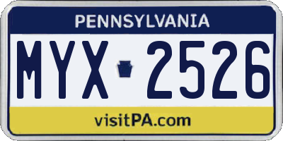 PA license plate MYX2526