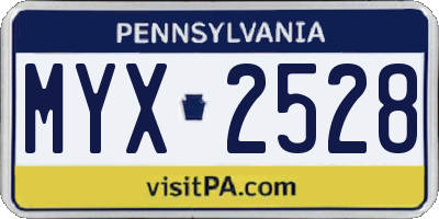 PA license plate MYX2528