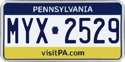 PA license plate MYX2529
