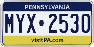 PA license plate MYX2530