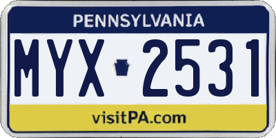 PA license plate MYX2531