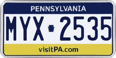 PA license plate MYX2535