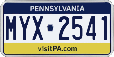 PA license plate MYX2541
