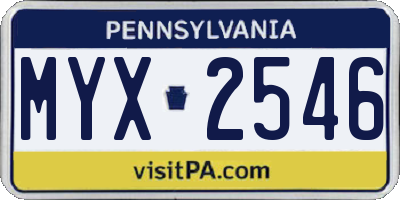 PA license plate MYX2546