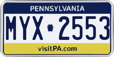 PA license plate MYX2553