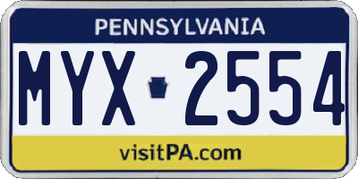 PA license plate MYX2554
