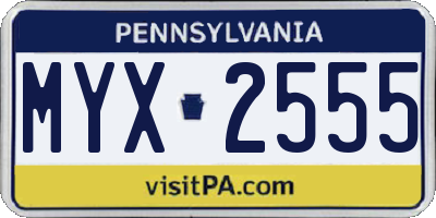 PA license plate MYX2555