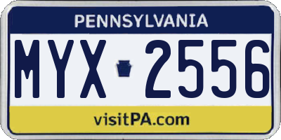 PA license plate MYX2556