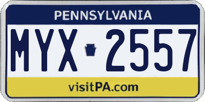PA license plate MYX2557