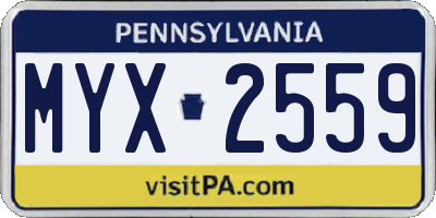 PA license plate MYX2559