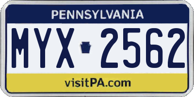 PA license plate MYX2562
